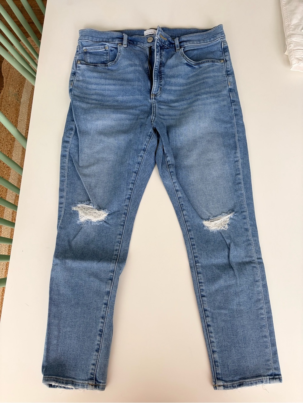 LOFT Light Blue Ripped Skinny Jeans